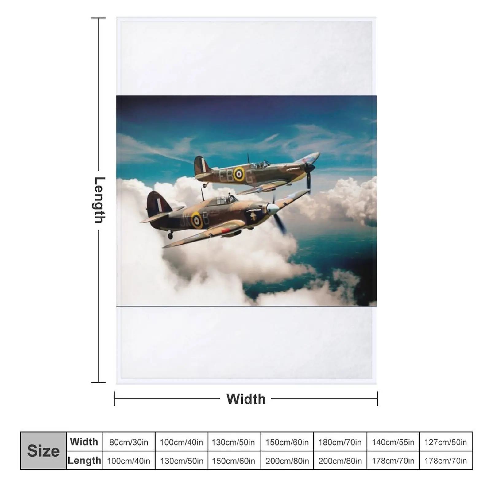 BBMF Spitfire and Hurricane Throw Blanket Soft Plaid Warm Cute Blankets