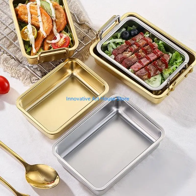E1PC Stainless Steel Deep Roasting Pan Dishwasher Safe Cake Baking Tray