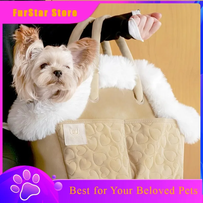 FurStarPet Carrier Warm Winter Dog Backpack Portable Cat Bag For Small Medium Dogs Carry Thickened Fox Fur Warm Cat And Dog Bags
