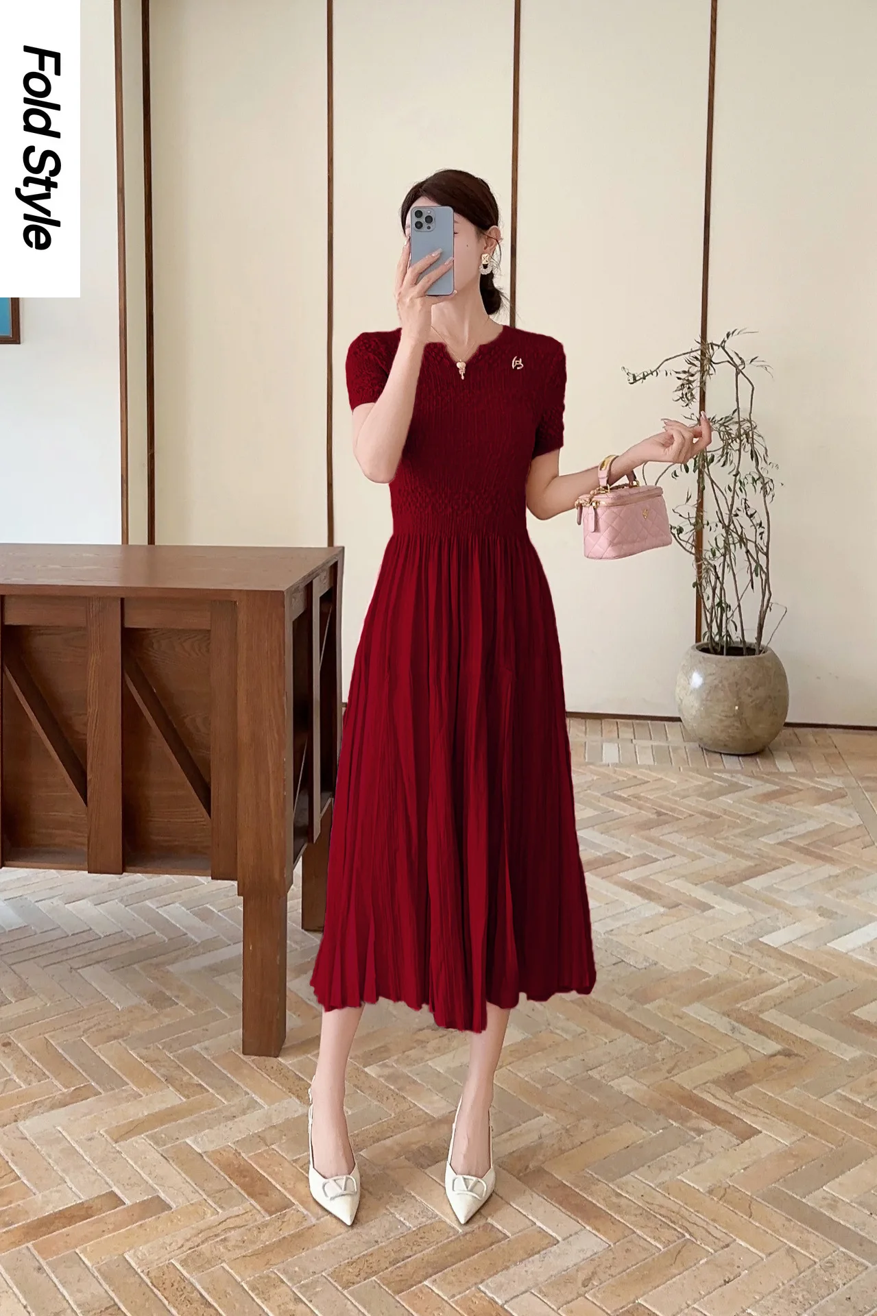 

Новое плиссированное платье Miyake, весеннее женское плиссированное платье ручной работы, элегантный пуловер с круглым вырезом, универсальная юбка-миди с завязкой на талии