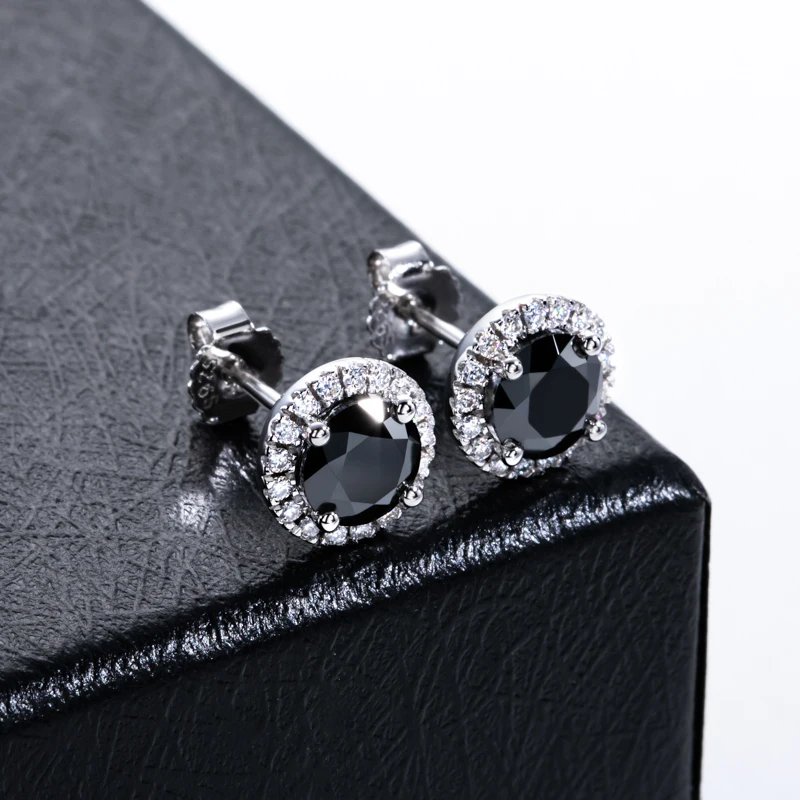 MossanRappr 1ct Black Moissanite Iced Out Diamond Stud Earrings For Women 925 Sterling Silver Top Quality Hip Hop Jewelry Gifts view 5