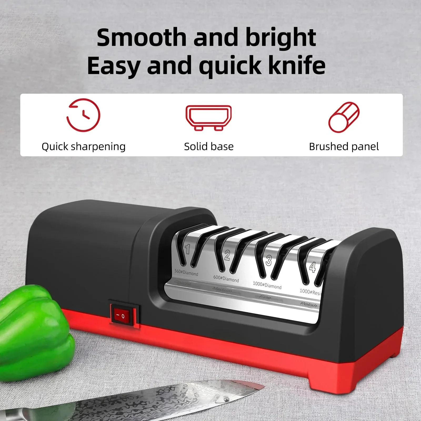 4-Stage Electric Knife Sharpener 20°, Precision Kitchen Knife Sharpening & Polishing Tool for Home Chef