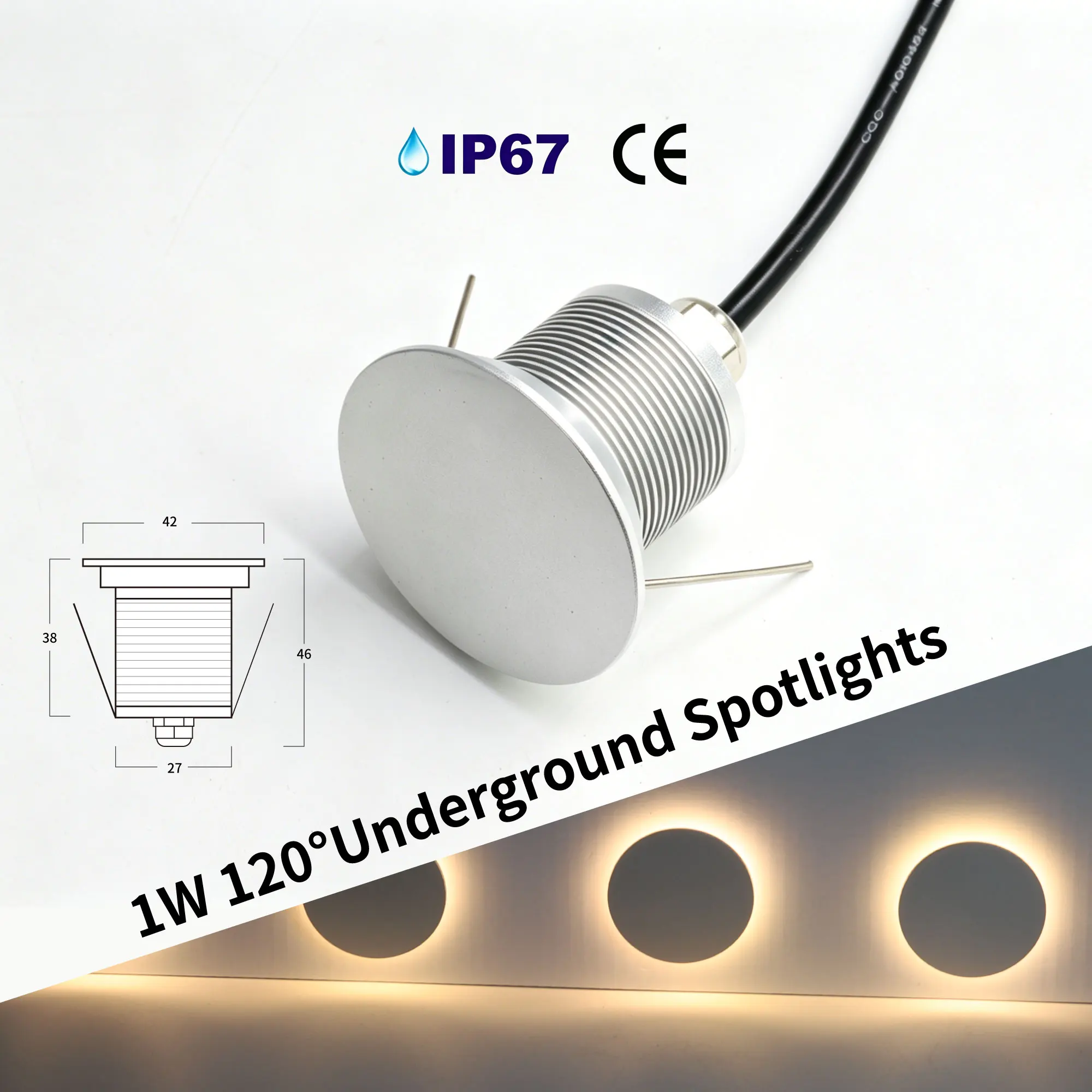 

Outdoor LED Wall Lamp IP67 Waterproof Courtyard Decoration Wall Light Home Lighting Fixture Loft Stair Light Round DC12V 1W