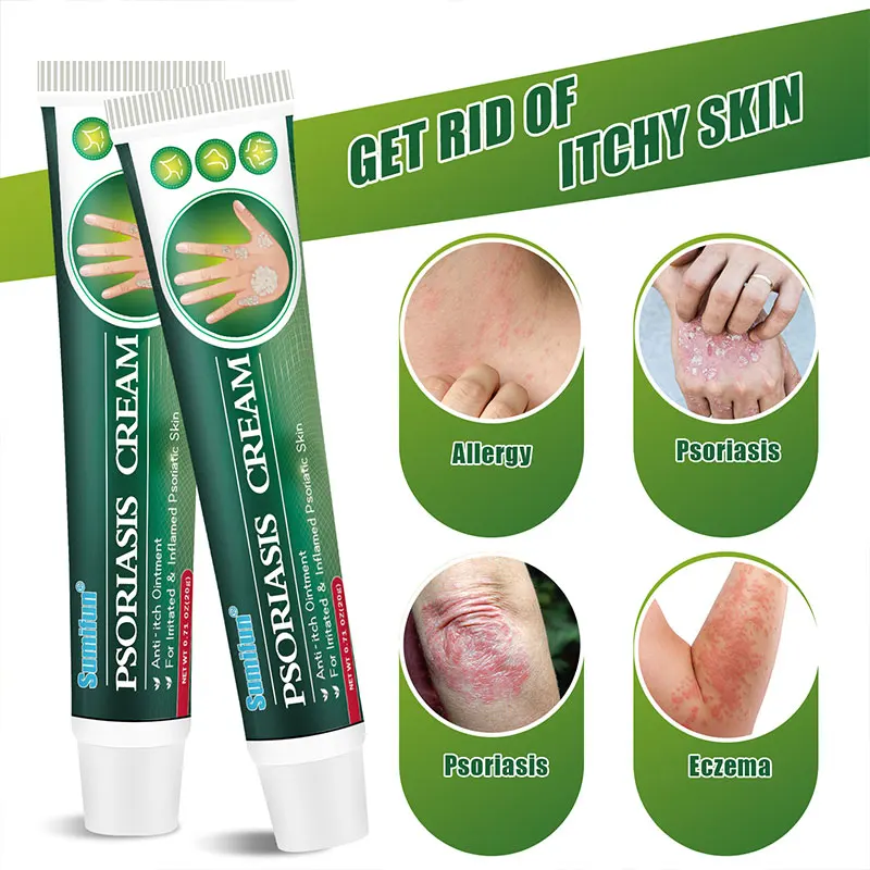 1Pcs 20g Sumifun Psoriasis Ointment Dermatitis Eczema Antibacterial Cream Tinea Versicolor Inhibit Fungus Anti-itching Plaster