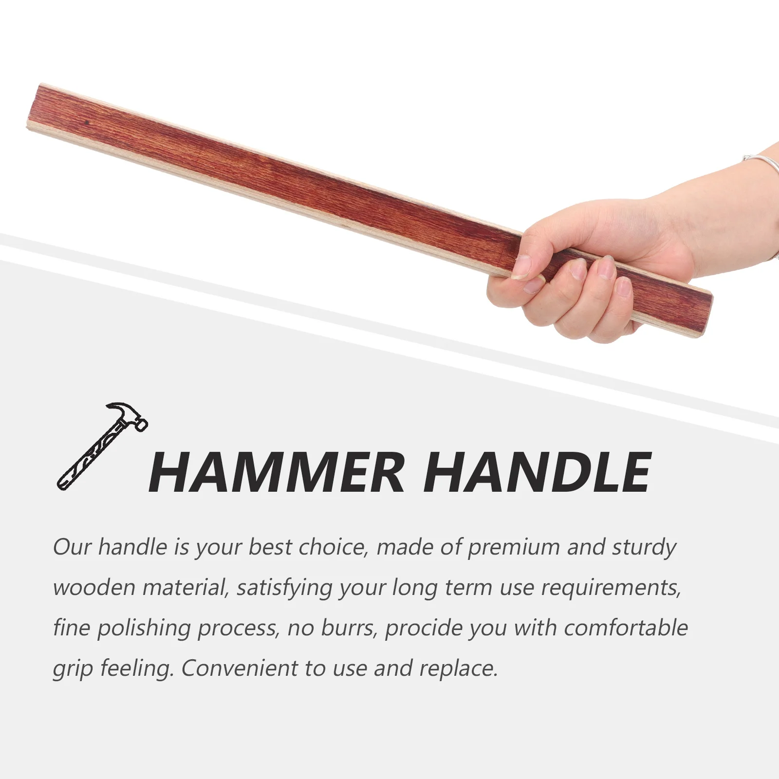 

3pcs Hammer Handles Wooden Replacement Insulated Durable Practical Hammer Accessories For Wood Handle Hand Tools