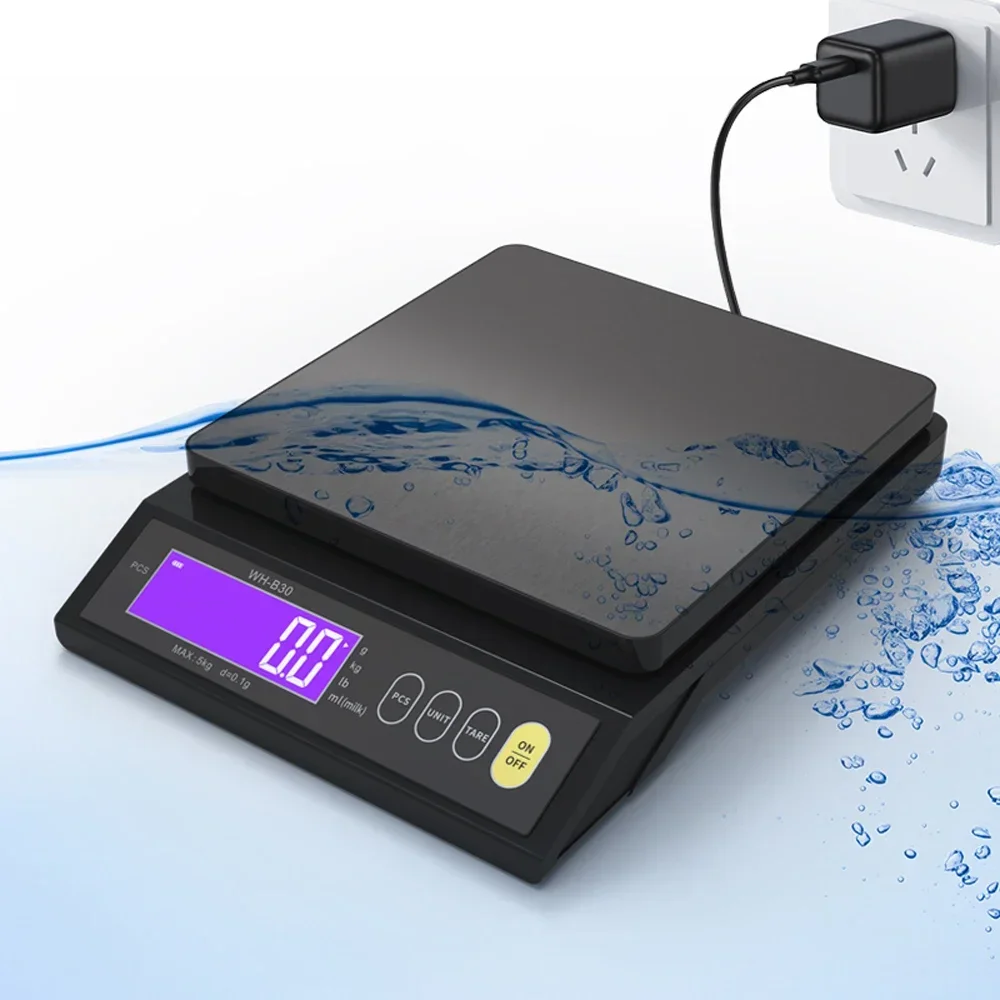 Báscula Digital recargable para cocina, balanza eléctrica de 5KG, 10KG, 0,1g, 1g, contador de tara, puesta a cero, conversión automática de la Unidad de apagado