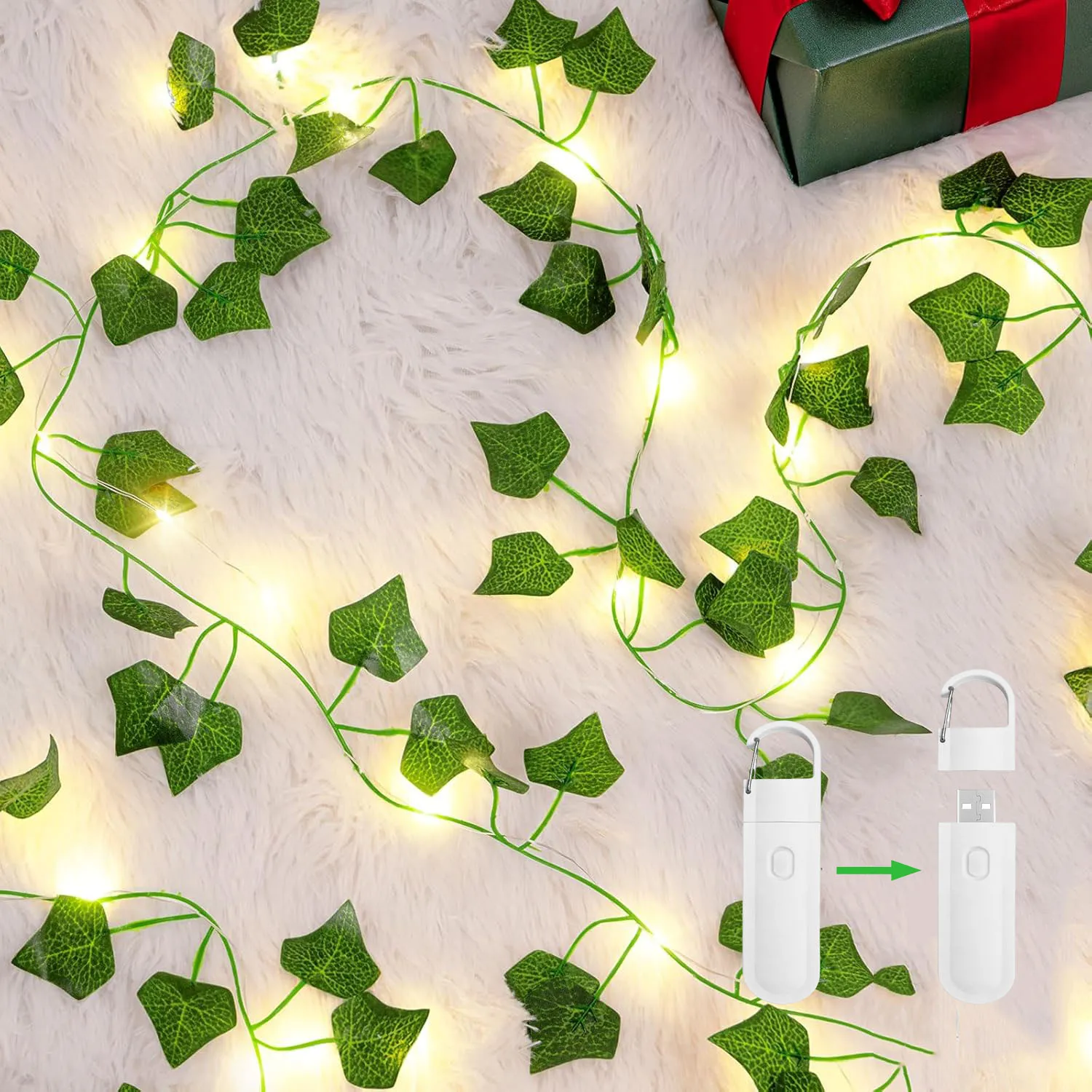 New Style Flower Leaf Vine Fairy Lights - USB Charging & Battery Powered for Christmas Tree Wedding Home Decor