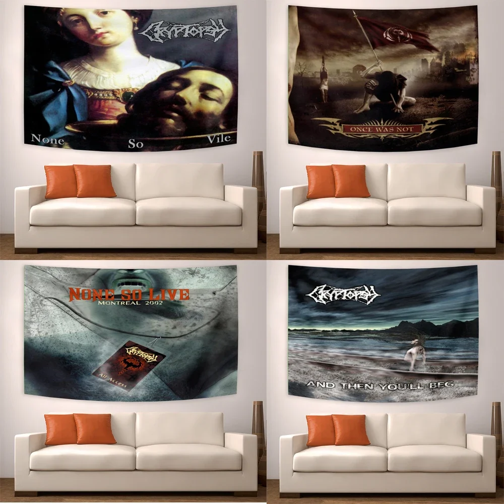 3x5ft Cryptopsy As Gomorrah Burns Album Cover Music Tapestry Wall Hanging Home Decorations for Bedroom Tapestry Wall Hanging