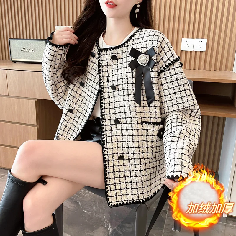 Women's Fragrant Style New 2025 Winter Plush Double breasted Coat Jackets