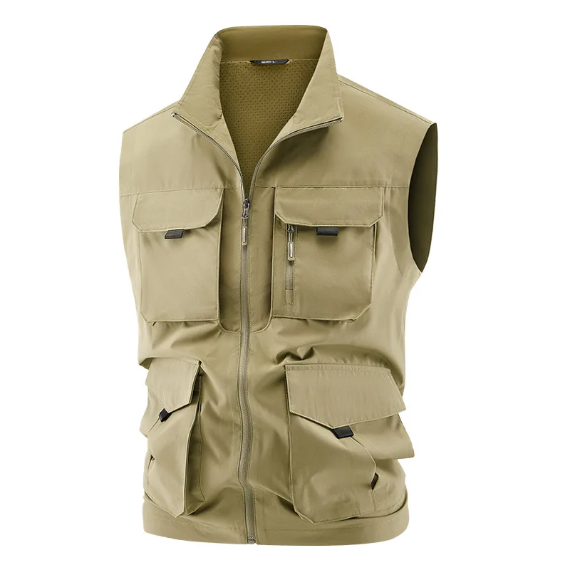 Men Multi Pockets Photography Vests Outdoor Multifunctional Sleeveless Cargo Jackets Male Thin Mesh Breathable Casual Waistcoats