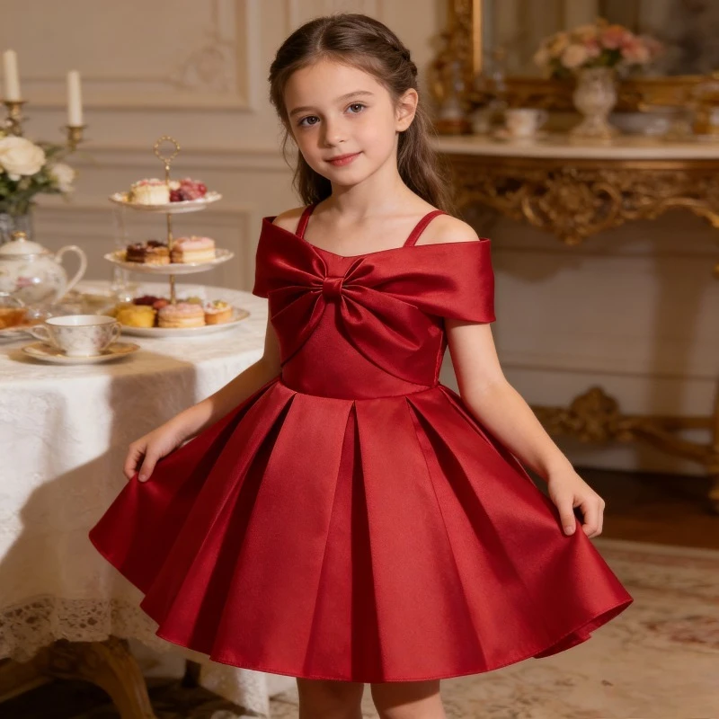 Girls White Pink Princess Dress Summer Suspender Trendy Party Birthday Outfit