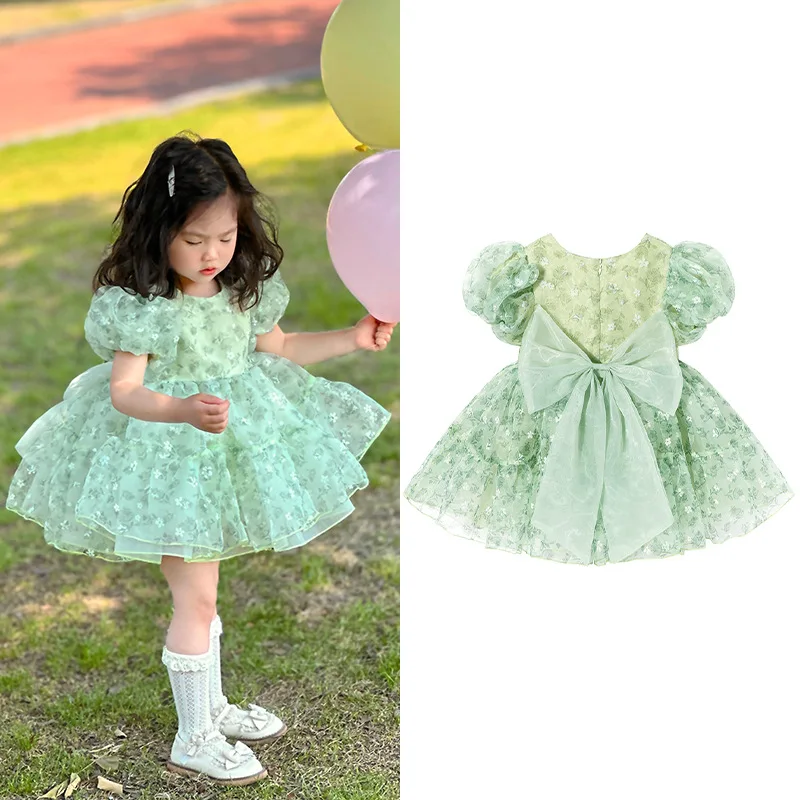 Summer 2024 New Arrival Girls' Princess Dress Trendy and Fresh Stylish Dress for Baby Girls Perfect for Special Occasions and Ev