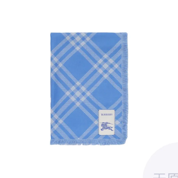 Burberry Wool Mulberry Silk Knit Scarves Unisex Diving Blue 81225831