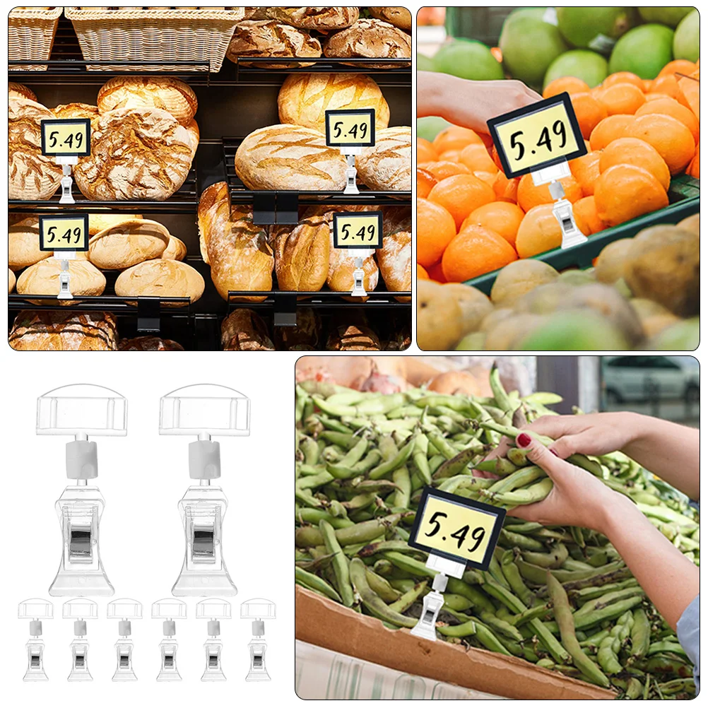 

8pcs Sign Holder Display Rack Clip Plastic Clear Poster Merchandise Labels Card Menu Photo Stand Lightweight Adjustable Shop