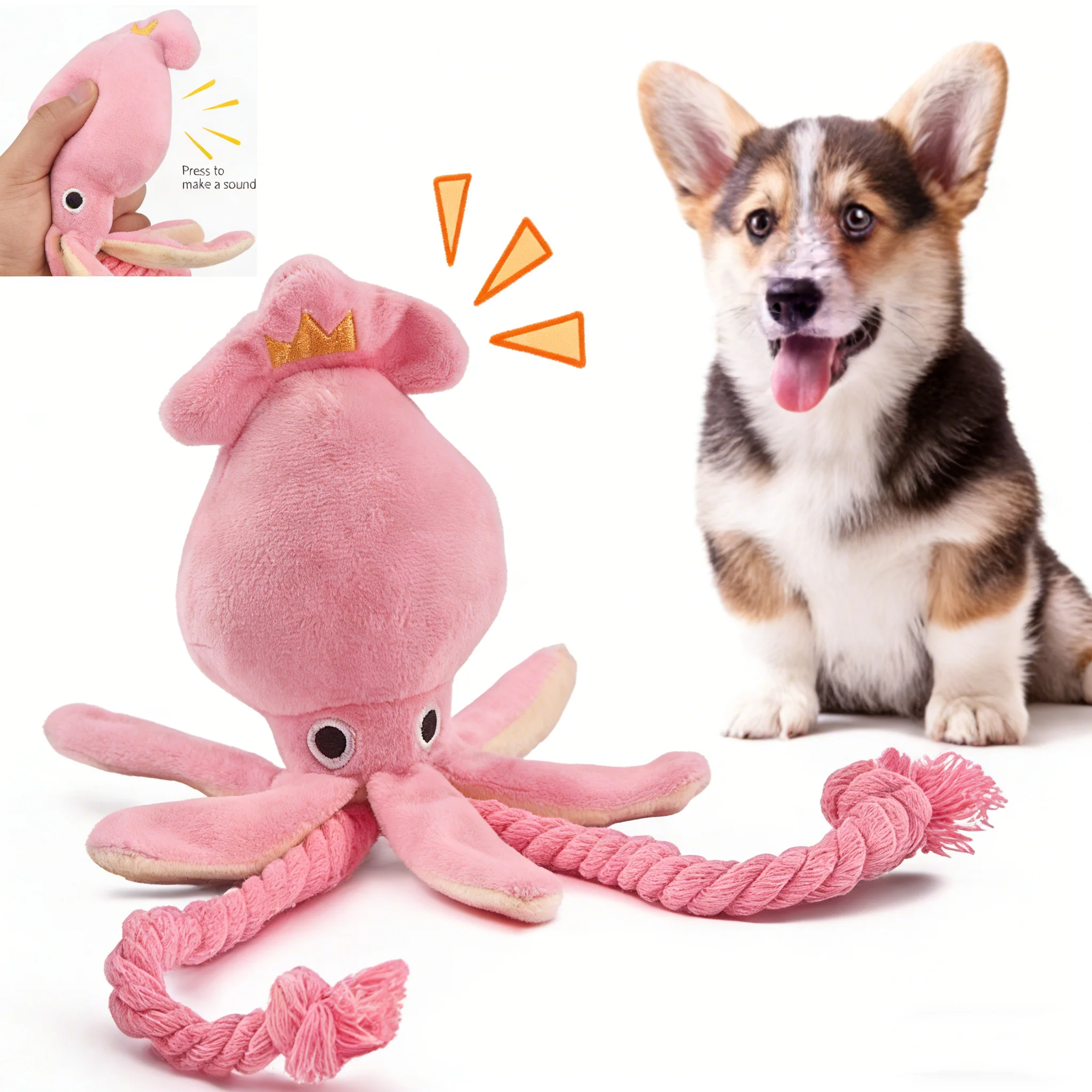 Sound Making Octopus Rope Toy for Dogs Wear-Resistant Chewing Accessory Interactive Teeth Care Plaything for Household Pets