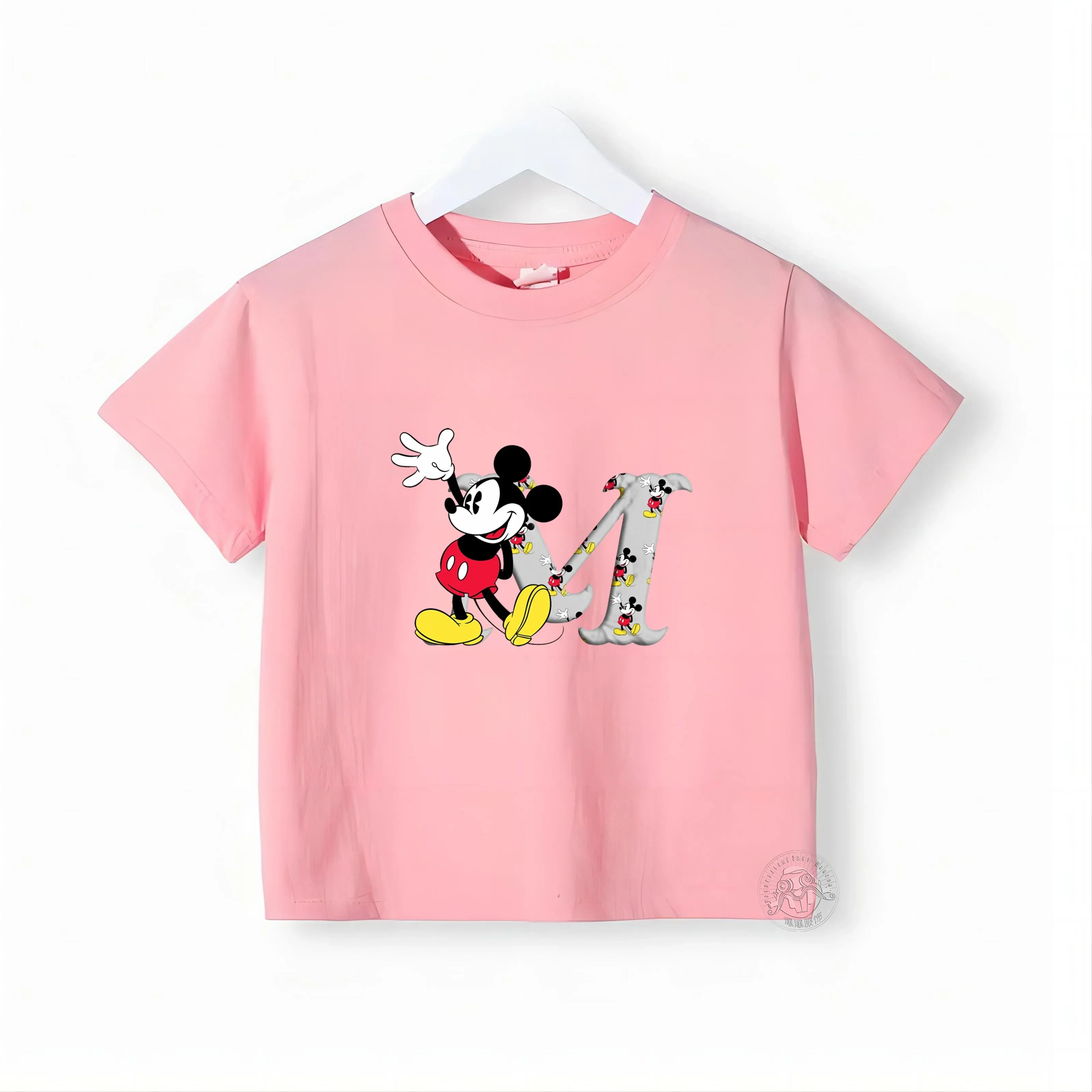 Disney Simple fashion Mickey Minnie Cotton T-shirt Comfortable crew neck Short sleeve top Boys Girls cotton T-shirt top