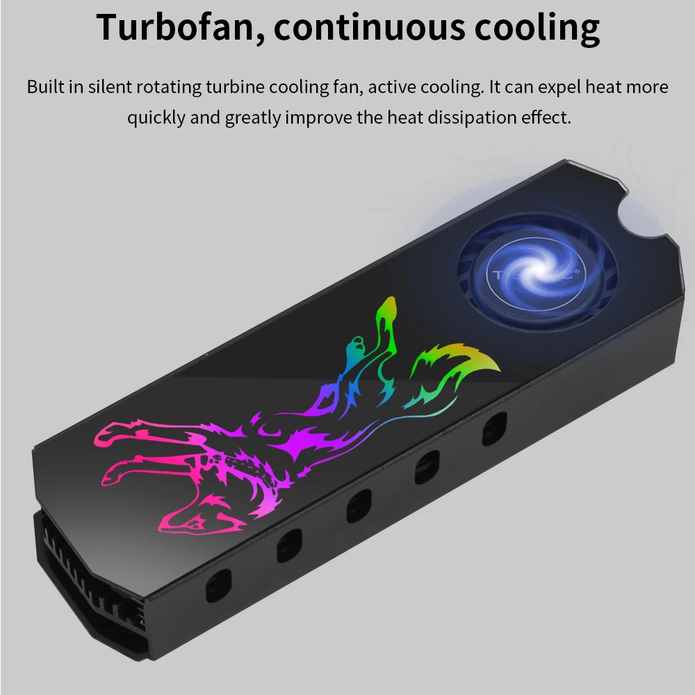 TISHRIC M2 SSD 2280 Radiator Aluminum 5V 3Pin ARGB Turbine Cooling Fan NVME NGFF Hard Disk Heatsink Cooler With Conductive Pad
