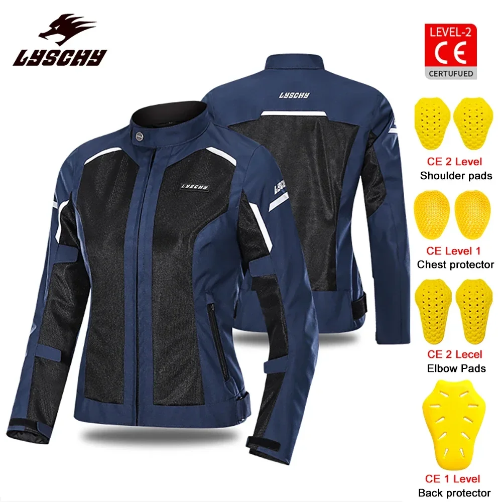 

LYSCHY Summer Motorcycle Jacket Breathable Mesh Motorcyclist Clothing CE Protective Moto Motorbike Rider Jacket For Men Women