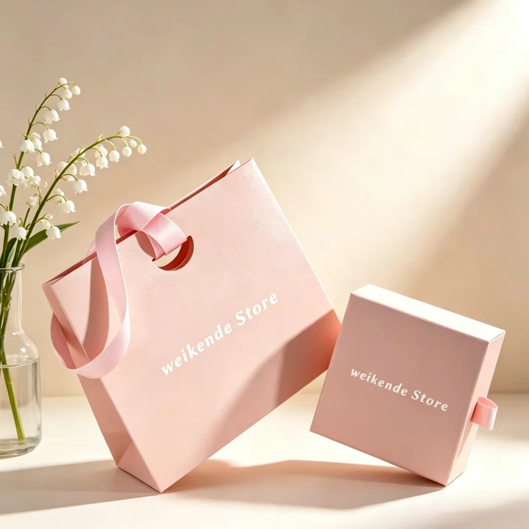 15.5x7.5x14.5cm Personalized Logo Jewelry Set Packaging Organizer Pink Pape Bags with 9x9x3.2cm Drawer Box Cosmetic Perfume