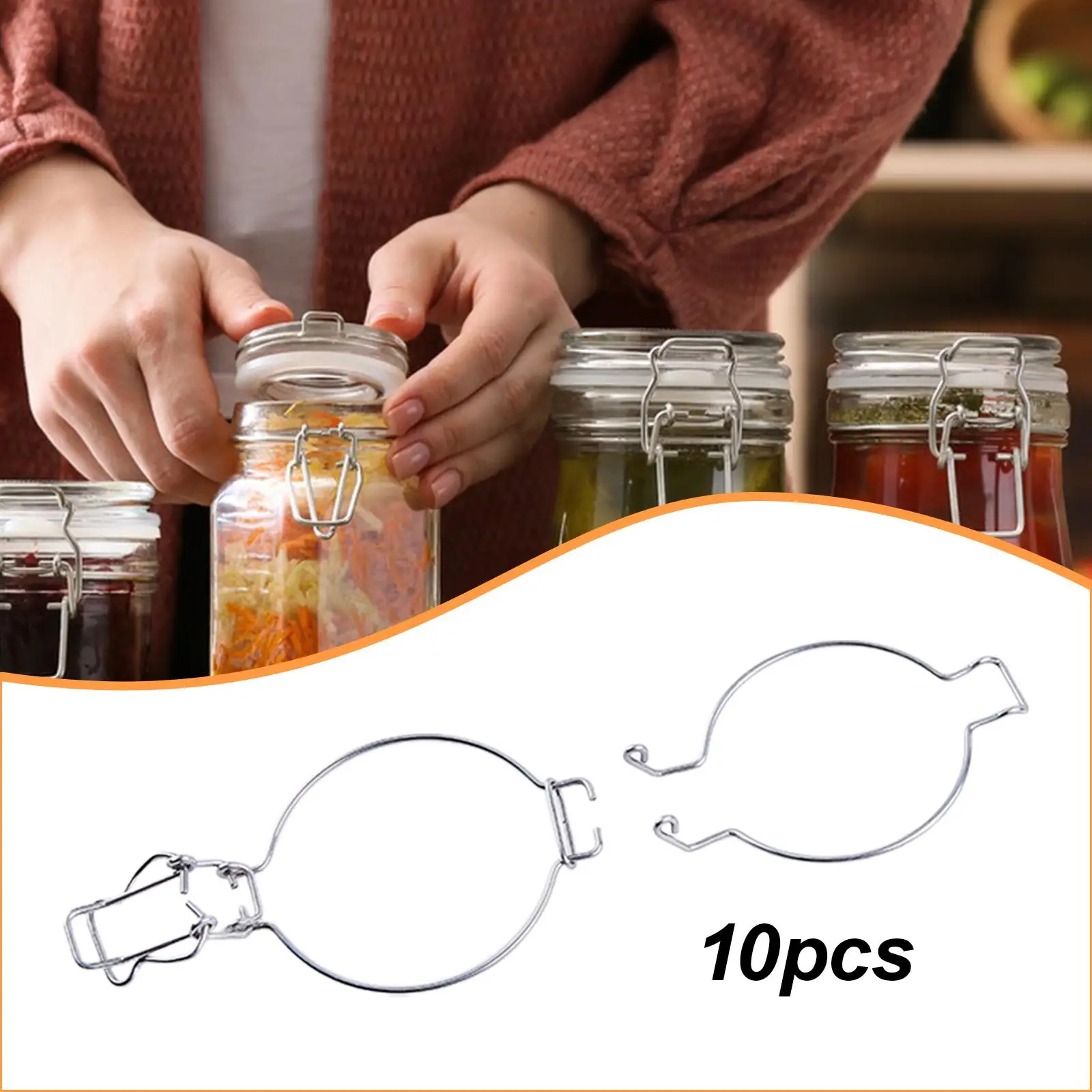 10x Glass Canning Jar Wire Clamps Fixings Metal Wire Locking Stainless Steel