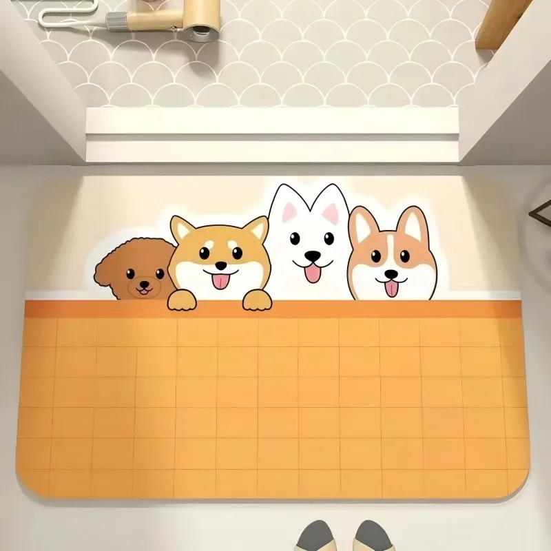 VIKAMA Cartoon Bathroom Diatomite Decorative Floor Mats Bathroom Entrance Door Washable Water Absorbent Foot Mats image 4