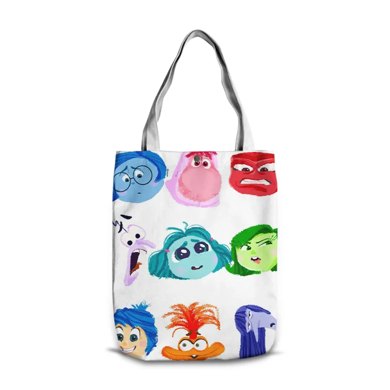 Inside Out2 Cute Expression Anime Movie Accessories Peripheral Shoulder Reusable Canvas Bags Casual Shopping Bag