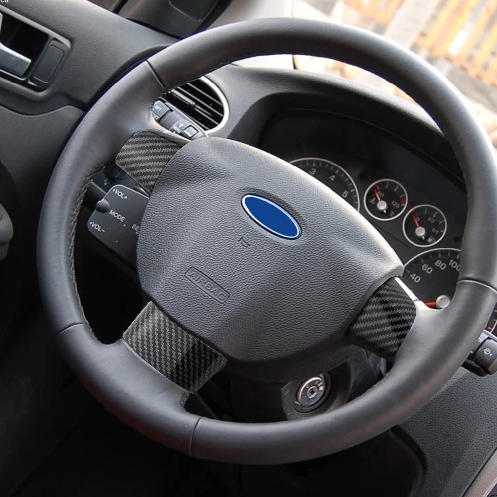 Car Accessories for Ford Focus 2 MK2 2005 - 2011 Steering Wheel Buttons Panel Cover Trim Stickers Carbon Fiber