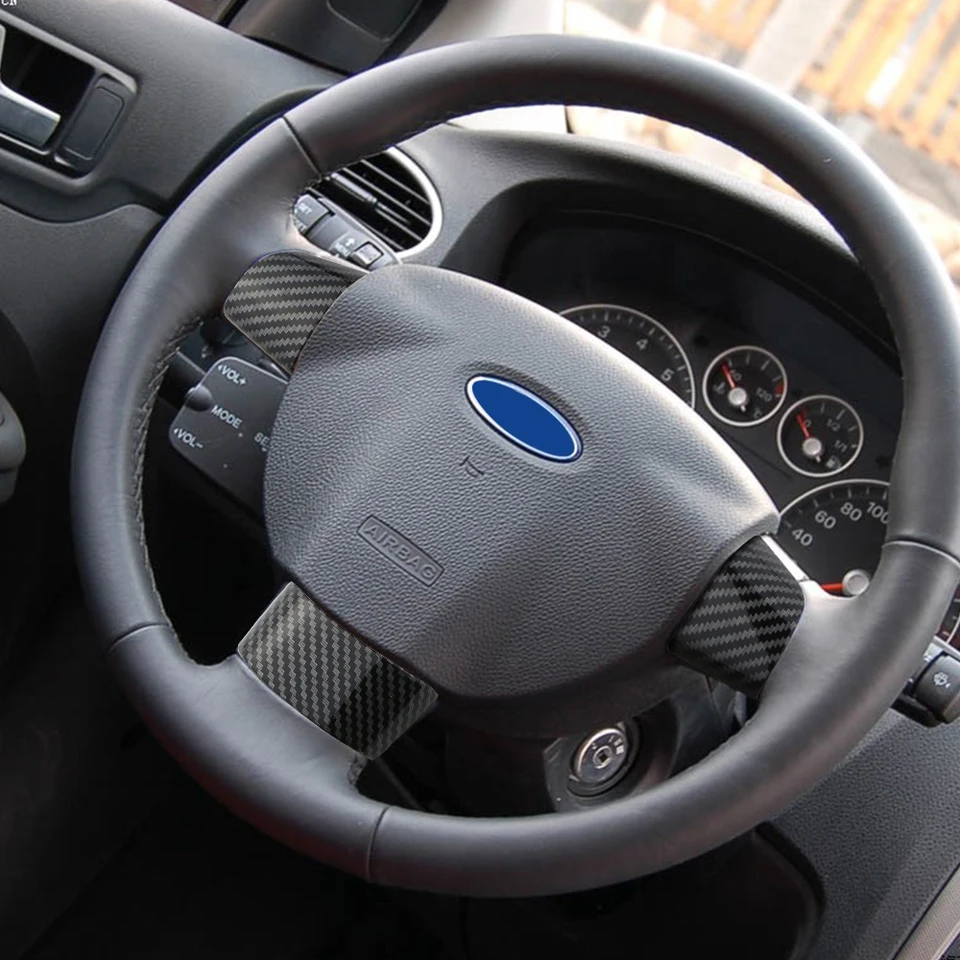 Rivestimento Volante 3 Pezzi Per Ford Focus 2 MK2 (2005-2011) – Copertura Pulsanti In ABS Cromato, Accessori Interni Argento