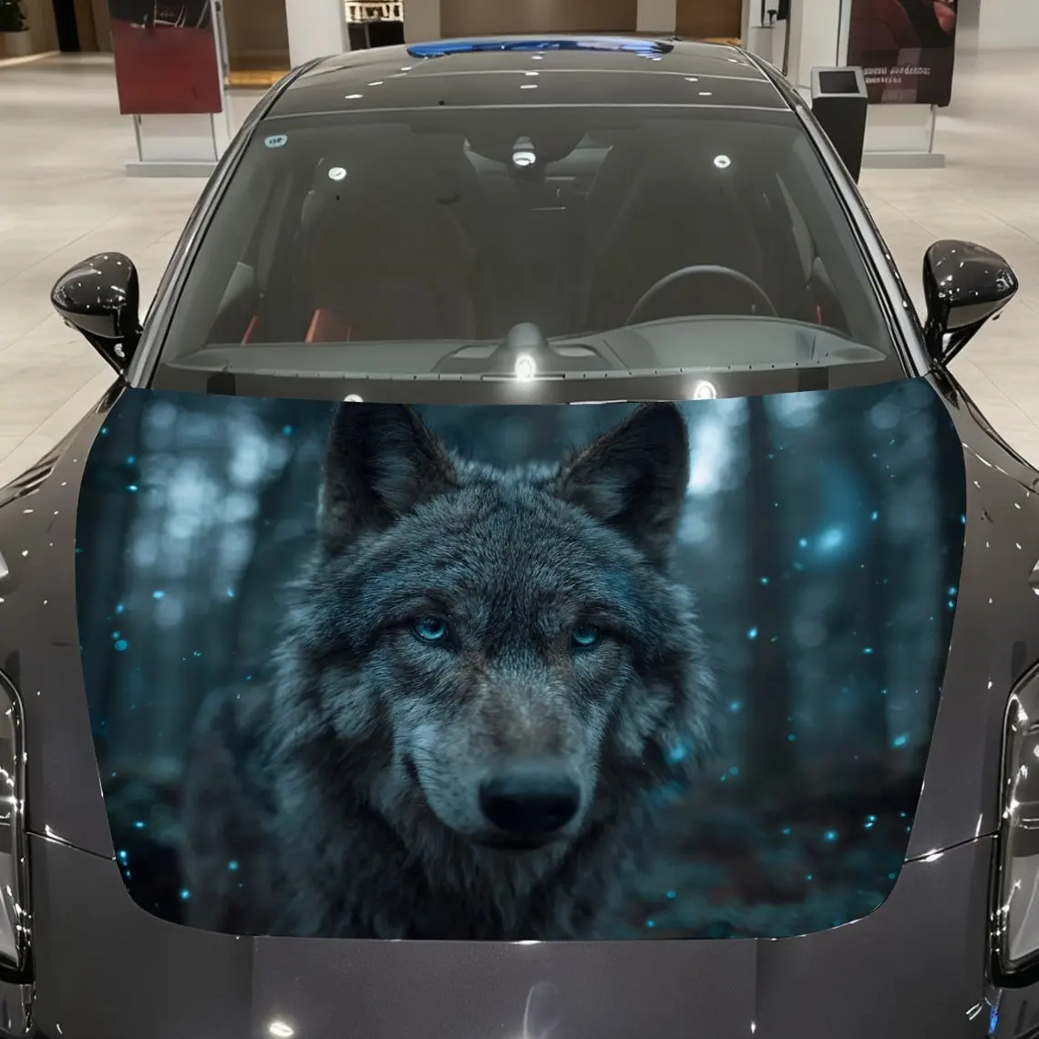 

Shadow Wolf Car Hood Decal - PVC Realistic Pattern Design, Universal Fit For General Motors & Racing Cars, Durable External Vehi