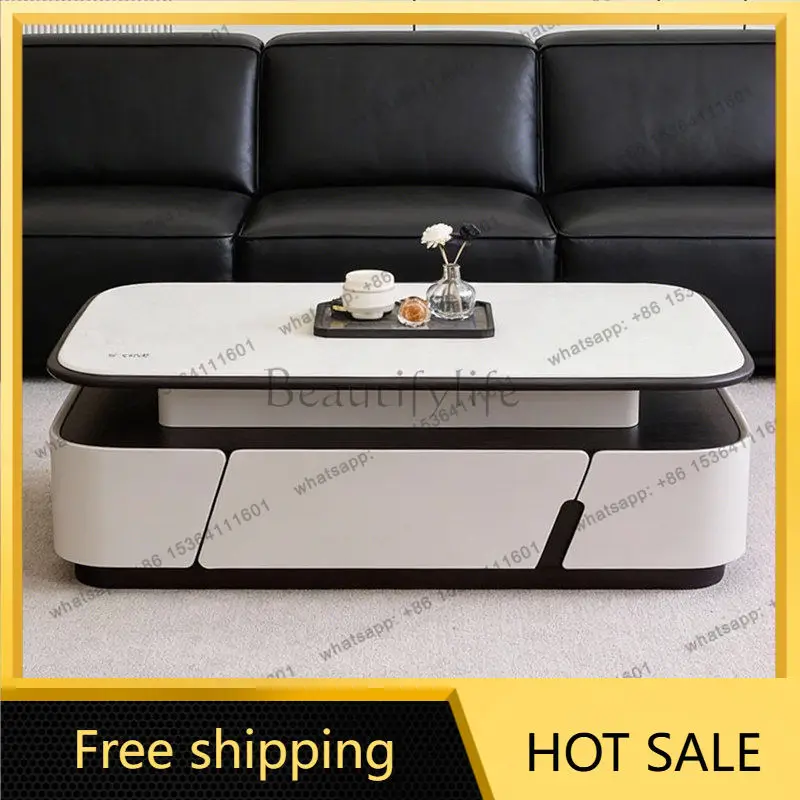 XX. Cream style living room coffee table multi-function lifting coffee table small apartment advanced sense