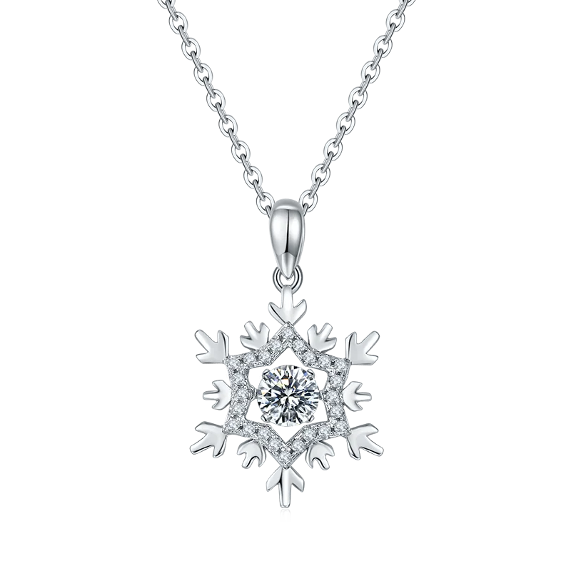 

SGARIT Classic Jewelry Round Cut D Color Moissanite Diamond Necklace Pendant S925 Silver Snowflake Diamond Woman Necklace