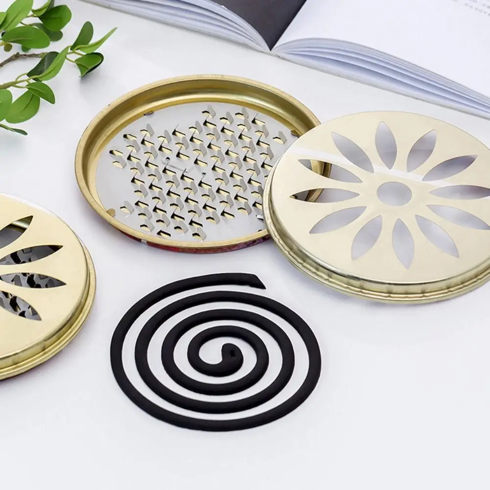 Stainless Steel Mosquito Spiral Holder Box with Lid Windproof Mosquito Repellent Tray Fireproof Safe Mosquito Coil Burner