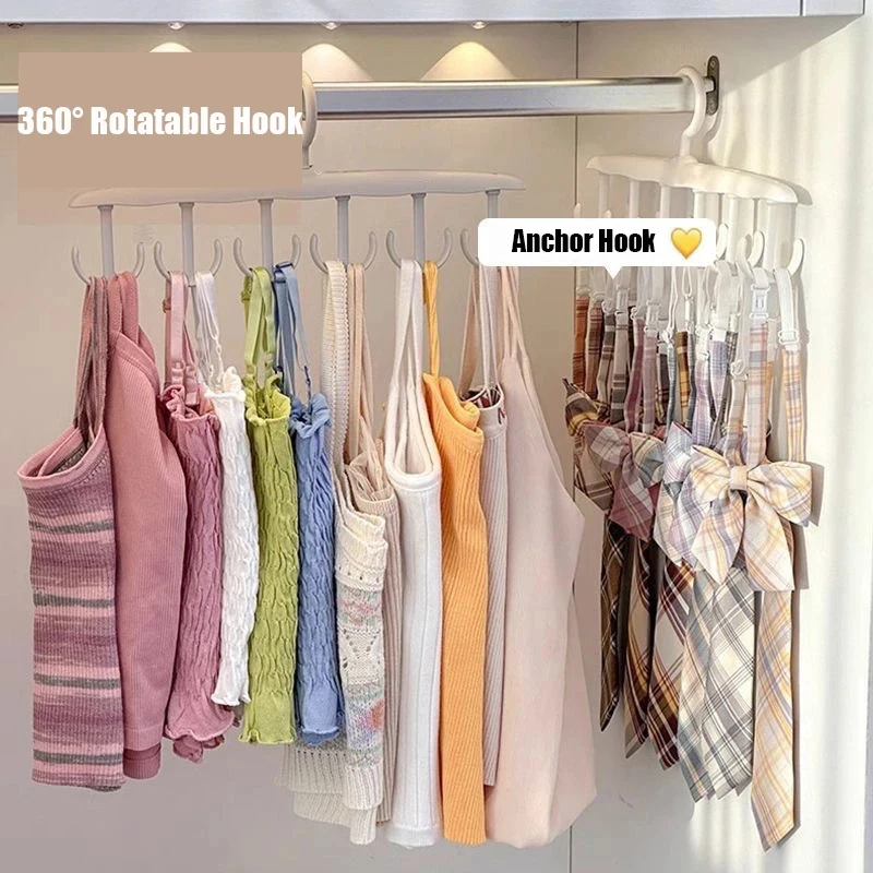 1pc 6 Hooks Women Storage Bra Hangers Clothes Rack Home Wardrobe Accessories Scarf Organizer Men Tie Belt Hanger