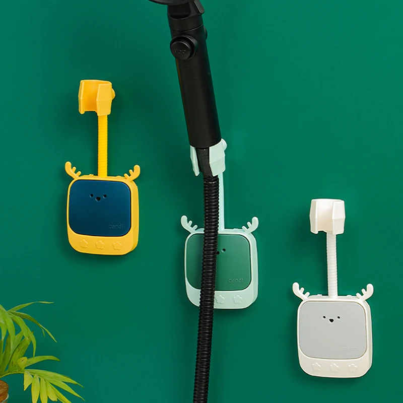 180 °   헤어 드라이어 홀더 조정 가능한 자체 접착 헤어 드라이어 선반 벽 마운트 욕실 유니버설 스탠드 귀여운 만화 스토리지 랙