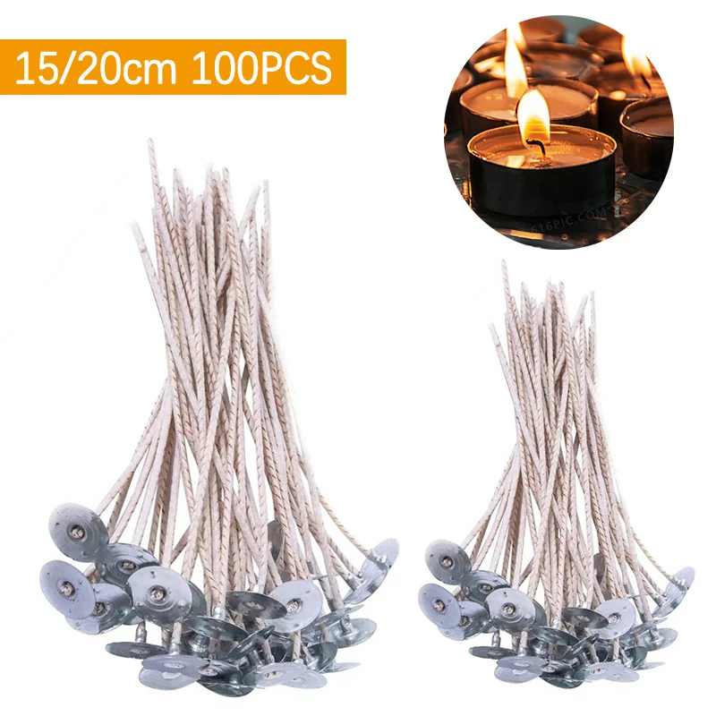 

100pcs/Bag White Brown Pure Cotton Soybeans Core Candles Smokeless Wicks 2mm And 15/20cm Candle Making Supplies Accessories