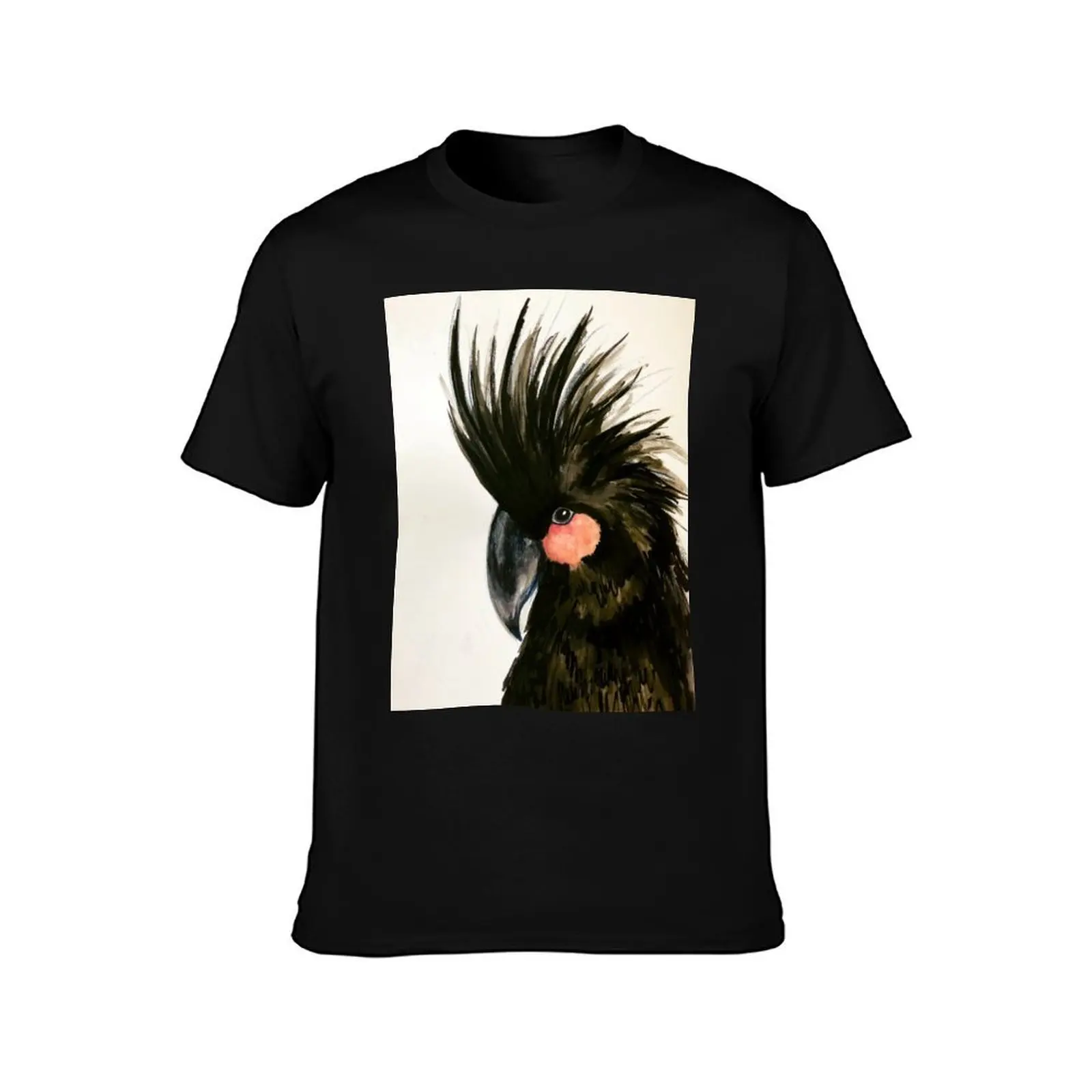 Black Parrot T-Shirt Summer Casual Cotton Tee Oversized Streetwear Tops Vintage Graphic Print Loose Fit Short Sleeve