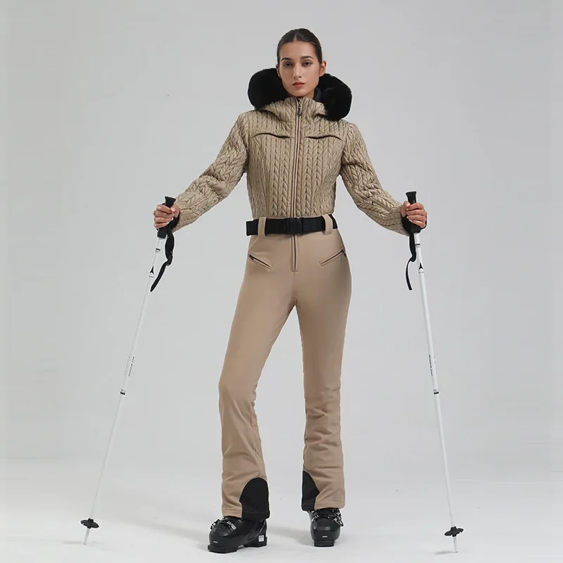 Macacão de esqui com capuz para mulheres, roupas de neve para mulheres, snowmobile impermeável, esporte ao ar livre, macacão snowmobile, montanha,