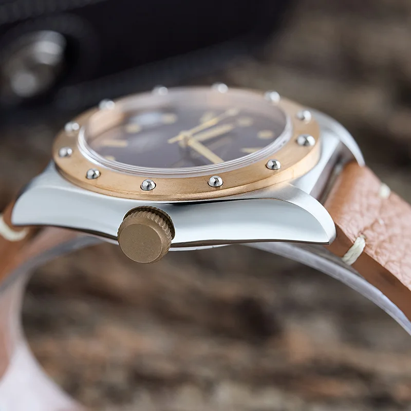 Baltany NH38 Bronze Case Automatic Mechanical Watch Mens 20Bar Waterproof High-end Luxury Sailing Series Vintage Wristwatch