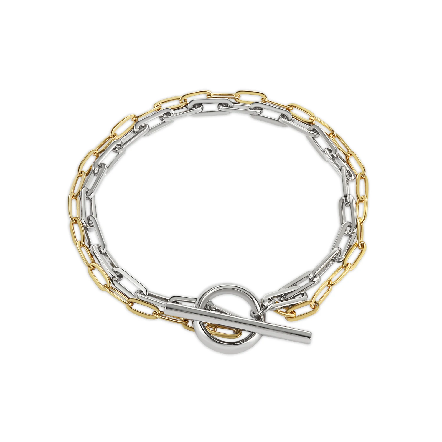 

925 Sterling Silver Double Chain Bracelet for Men Light Gold with Floral Pattern Shell Women Fashionable Gift Jewelry