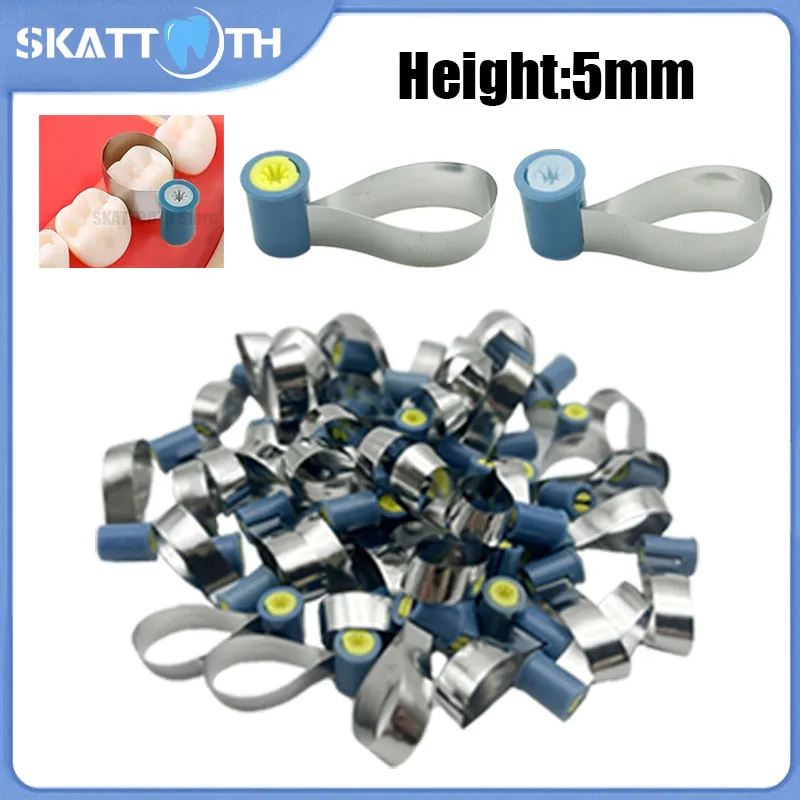 50Pcs New Dental Matrix Bands Height 5mm Double-Side Contoured Anatomically Shaped Matrix Bands Knob Type Matrix Metal Matrices