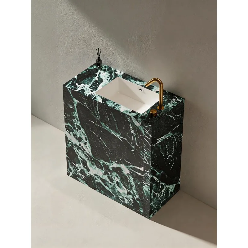 Customized face wash basin Travertine rock slab column Floor-to-ceiling  basin Integrated wash basin Balcony Outdoor