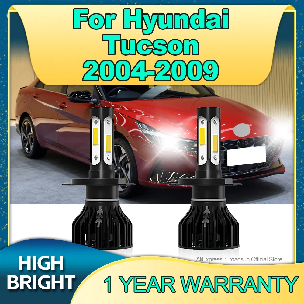 LED Car Headlight 25000LM 4Side Chip 6000K Lamp H4 Auto Bulbs Plug and Play For Hyundai Tucson 2004 2005 2006 2007 2008 2009