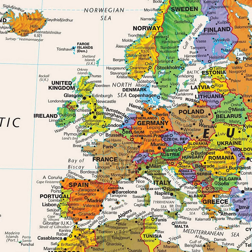 Spray World Map Poster 150x100cm Non-woven Painting for Education and Culture Ideal Gift Living room, Bedroom Wall Decor