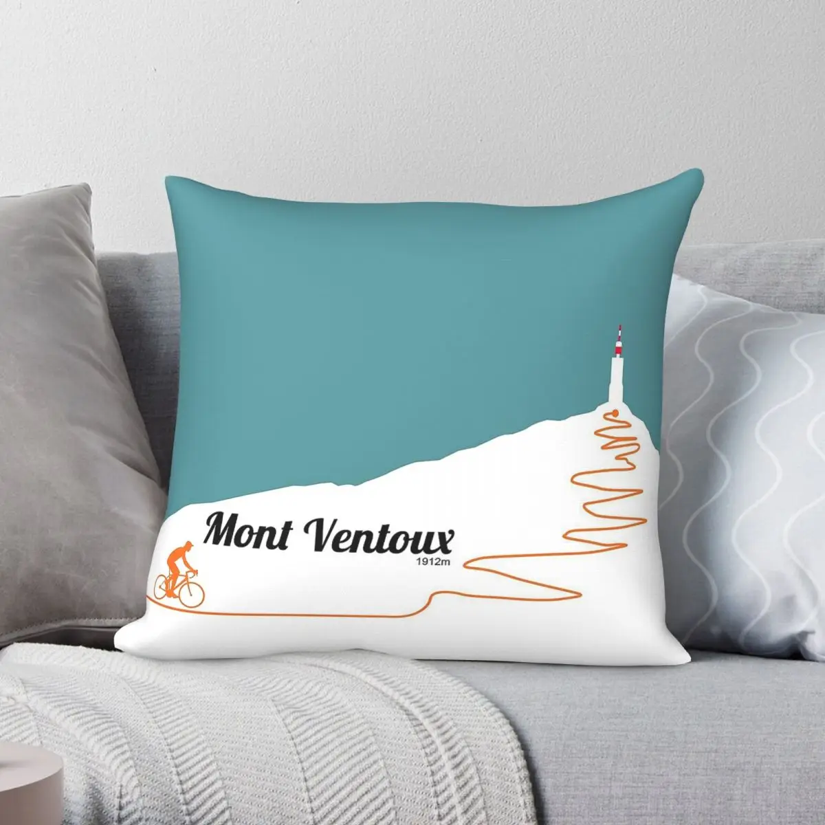 Mont Ventoux Cycling Square Pillowcase Polyester Linen Velvet Creative Zip Decor Throw Pillow Case Room Cushion Cover