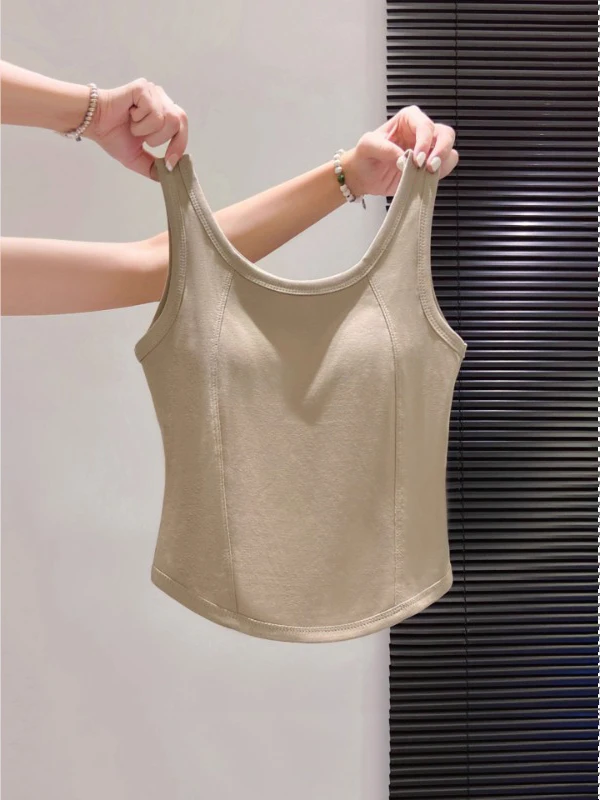 White Strapl ort Sve Women's Vest 2025 New Summer Outerwear with Chest Pad Inner Matchings No Sve Top