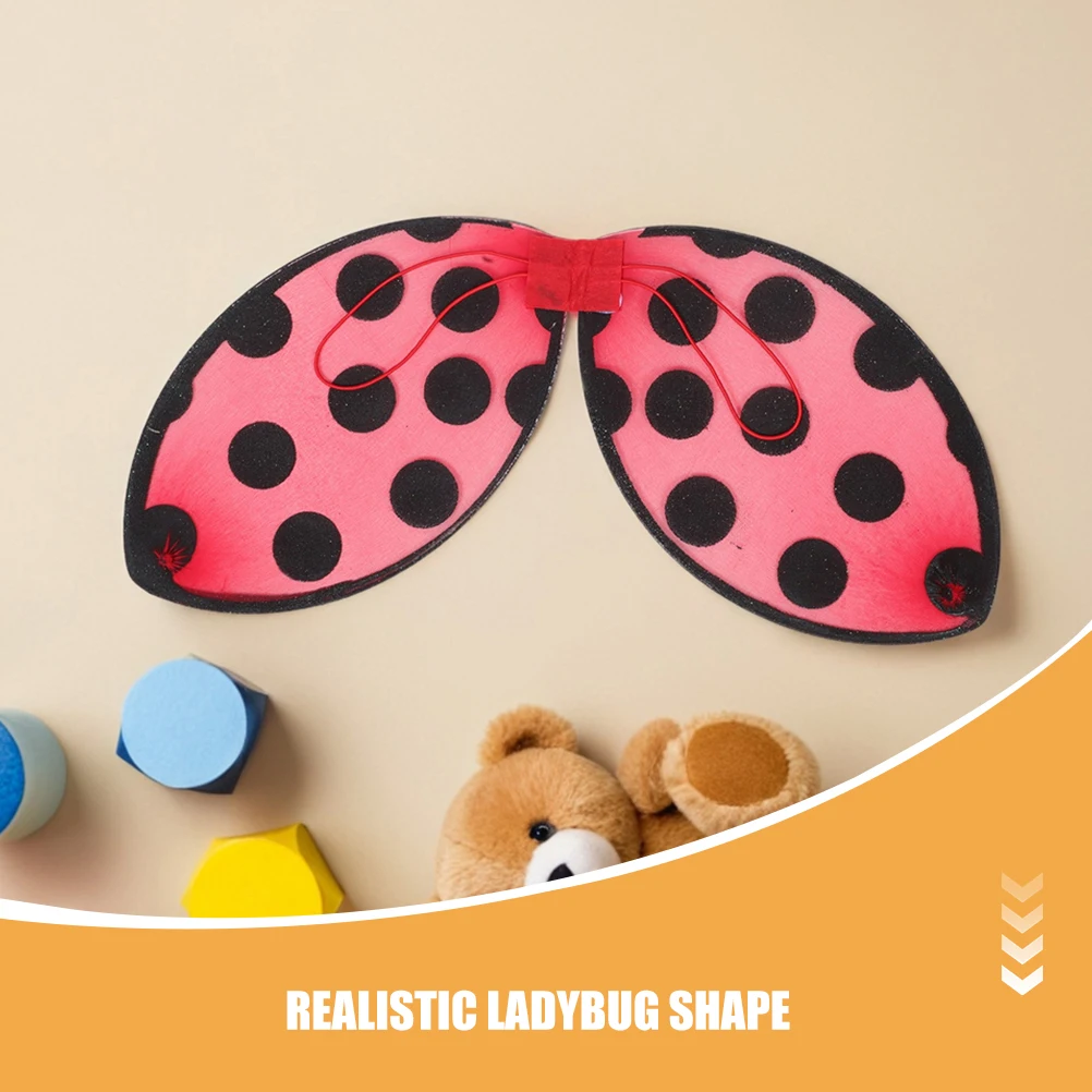 2 Pcs Halloween Ladybug Wing Kids Dress up Costumes Accessories Insect Cosplay Fairy Wings Prop for Girls Dress up Accessories