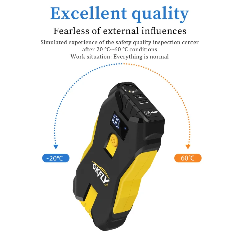 GKFLY 4000A Auto-Starthilfe, hohe Leistung, 69,6 Wh, Powerbank, Notstartgerät, tragbare Autobatterie-Booster, Busters – Detail 10