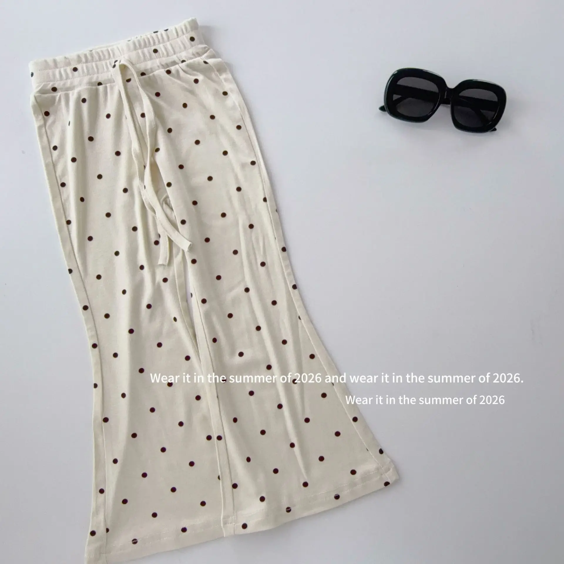 2026 Girls Summer New Polka Dot Draping Polka Dot Cotton Lightweight Breathable Cool Pants