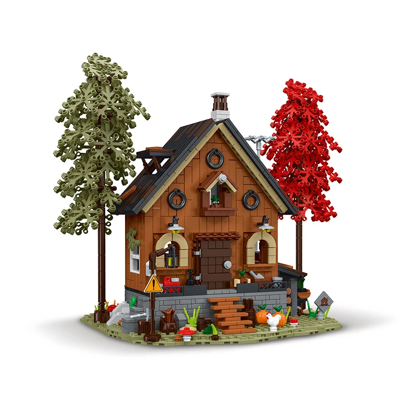 Forest Cabin Cozy Cottage Wood House Natural Scenery View Model Building Blocks MOC Bricks idee Creative Toy Set Gift Children