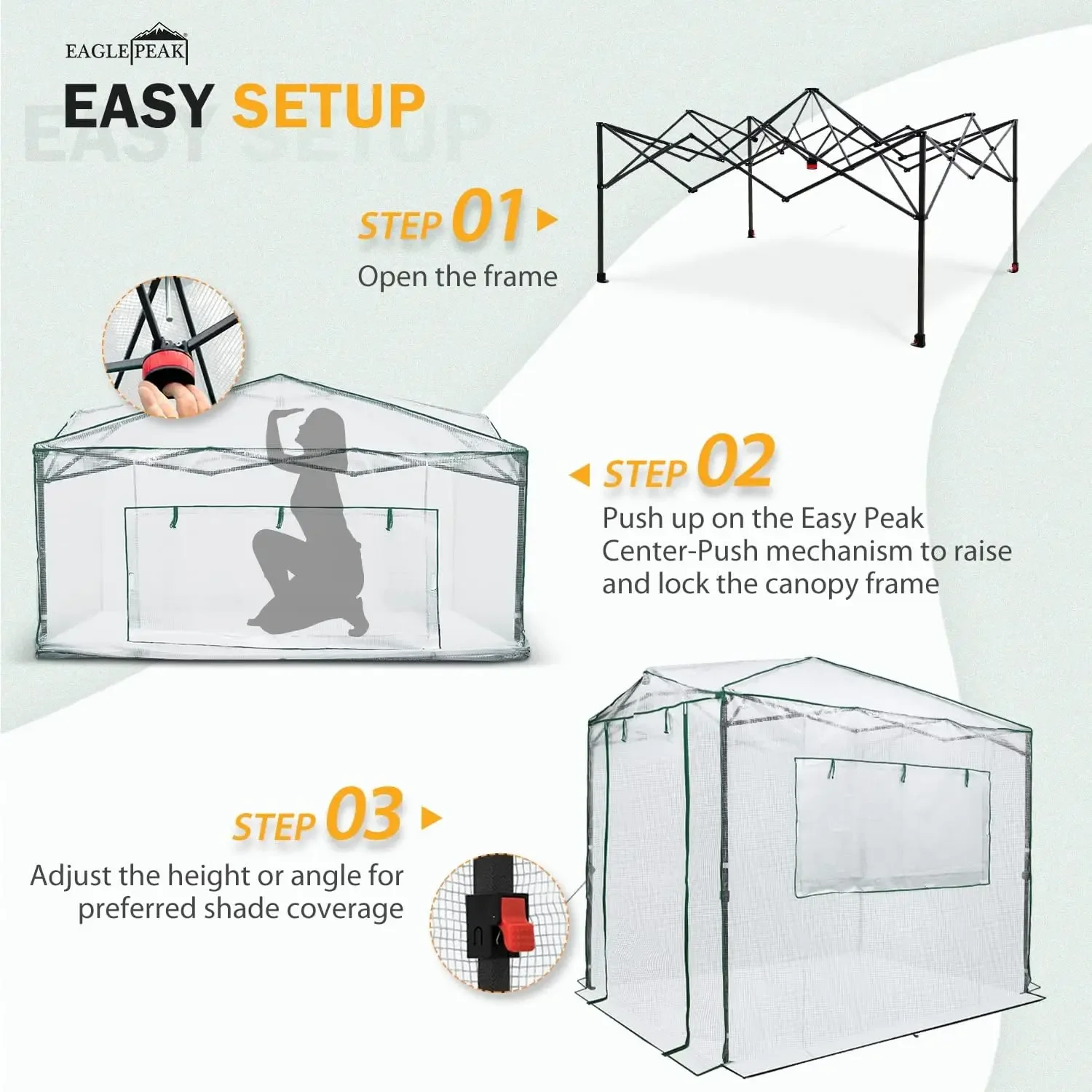 8x6 Portable Walk-in Greenhouse, Pop-up Indoor Outdoor Garden Green House, Zippered Doors and Windows, PE Cover,White